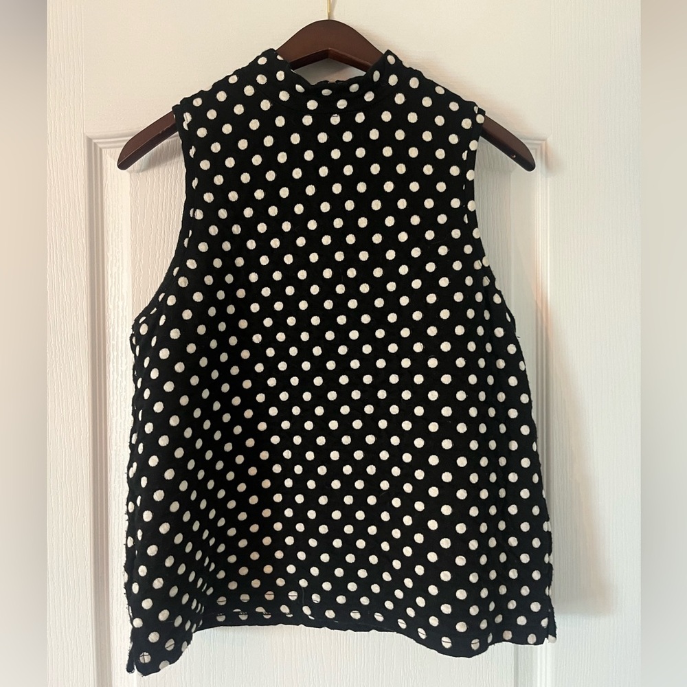 Anthro Postmark High Neck Polka Dot Top Small